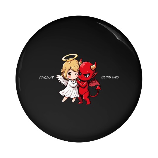 Heavenly Angel vs Devil Cartoon Design Pin Buttons