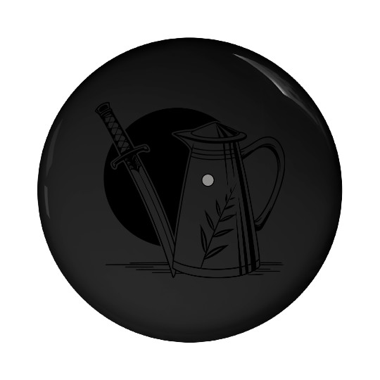 a milk frothing pitcher with a katana Pin Buttons