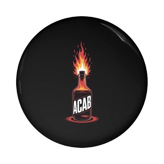 Fiery ACAB Bottle Illustration Pin Buttons