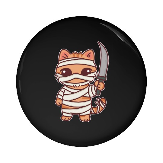 Mummy Cat Warrior Cartoon Design Pin Buttons