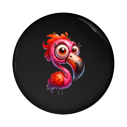 Whimsical Pink Flamingo Cartoon Style Pin Buttons