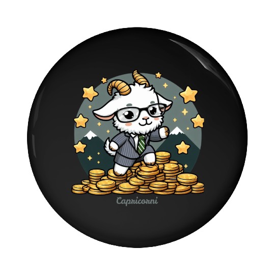 Capricorn Business Goat Illustration Pin Buttons