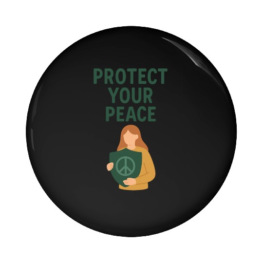 Peaceful Defender Shield Illustration Pin Buttons