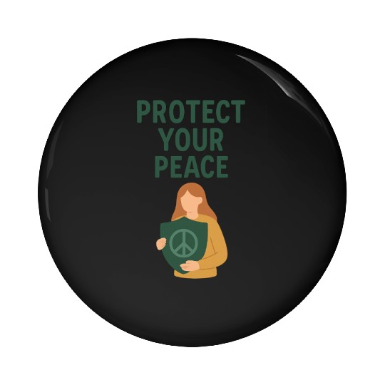 Peaceful Defender Shield Illustration Pin Buttons