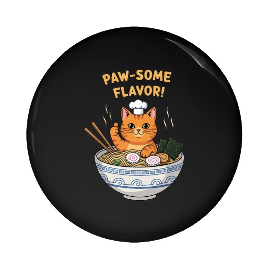 Paw-some Flavor Ramen Cat Pin Buttons