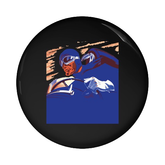 Car Driver in Blue Pin Buttons