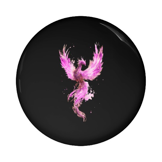 Celestial Phoenix Watercolor Illustration Pin Buttons