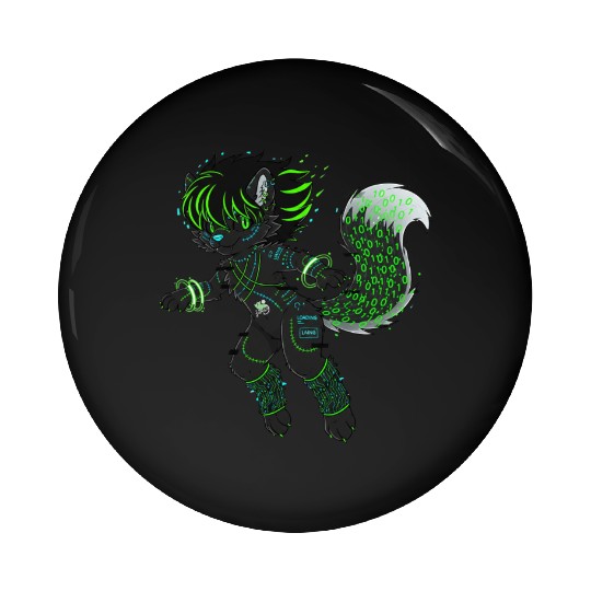 Cyberpunk Hacker Fursuit - Binary Neon Furry Pin Buttons