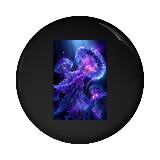 Neon Glow Jellyfish Pin Buttons