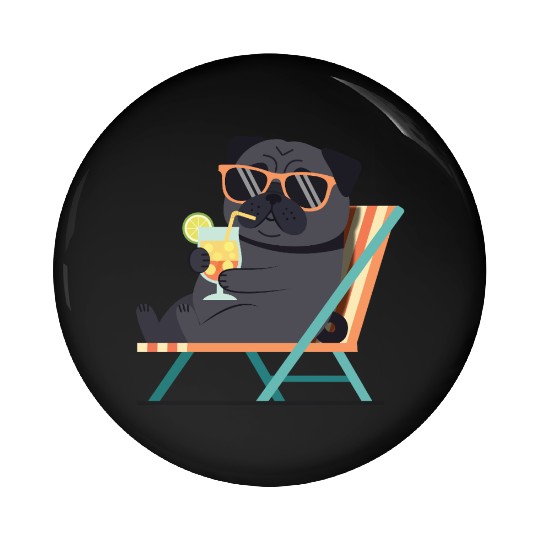 Chill Pug with Sunglasses and Lemonade Pin Buttons