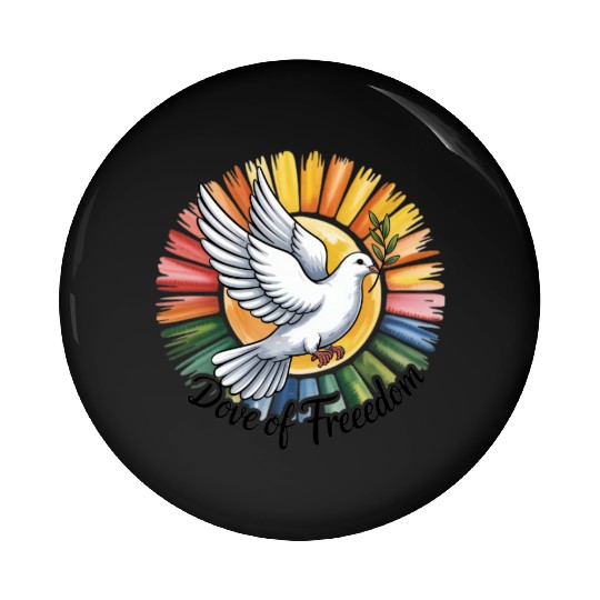 Peaceful Dove with Olive Branch Design Pin Buttons