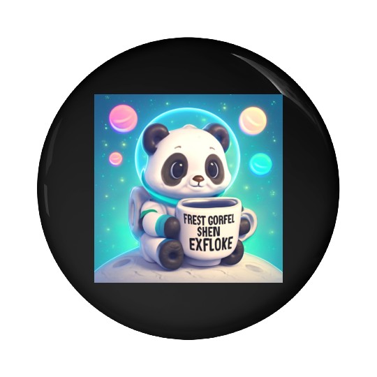 Space Panda Coffee – Pastel Astronaut Art Pin Buttons