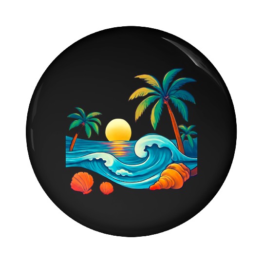 Tropical Sunset Beach Vibes Pin Buttons