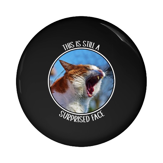 This is Still A Surprised Face Funny Cute Cat Meme Pin Buttons