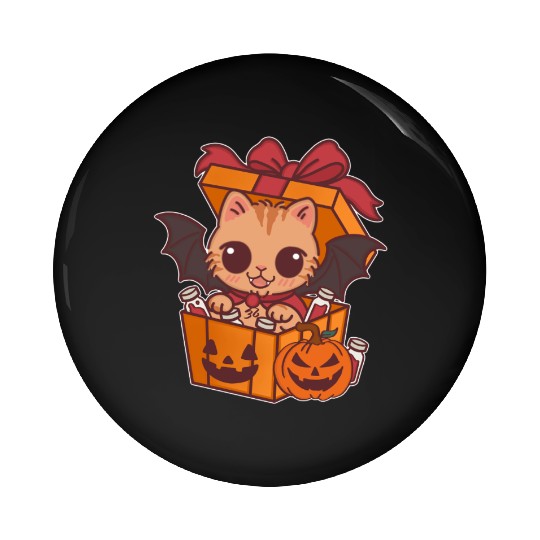 Halloween Cat with Potion Gift Box Pin Buttons
