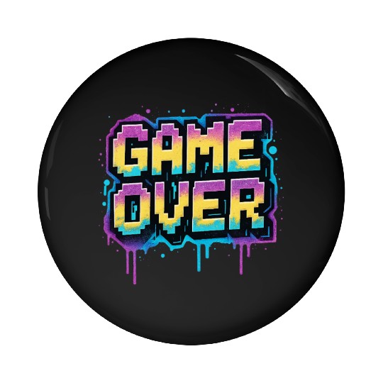 Pixelated Game Over Graffiti Design Pin Buttons