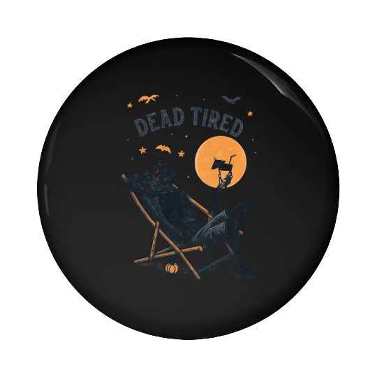 Skeleton Relaxing Under Full Moon Pin Buttons