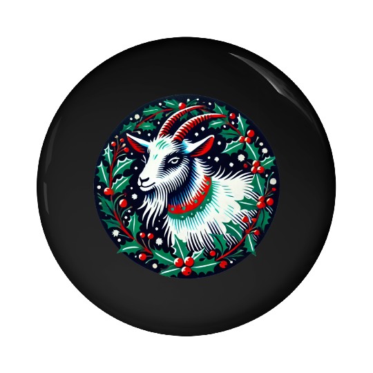 Festive Yule Goat Nordic Holiday Design Pin Buttons