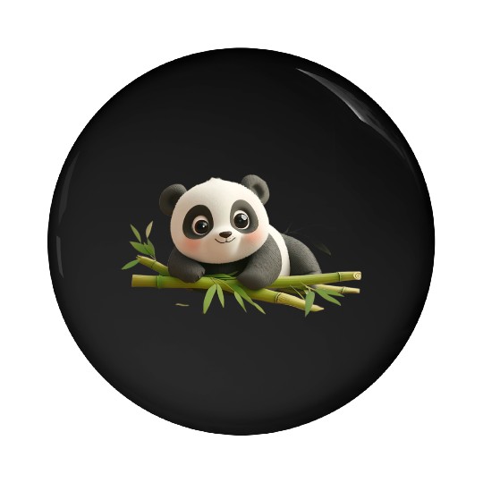 Charming Panda Cub with Bamboo Pin Buttons