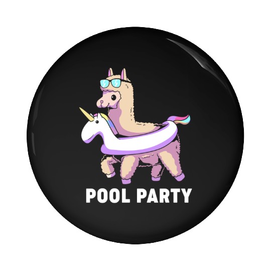 Pool Party Squad Summer Llama Unicorn Pin Buttons