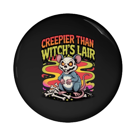 Creepy Mouse with Wicked Eyes Design Pin Buttons