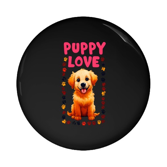 Cute Puppy Love Illustration for Apparel Pin Buttons