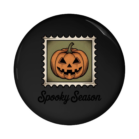 Spooky Season Pumpkin Stamp Design Pin Buttons
