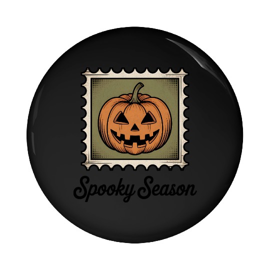 Spooky Season Pumpkin Stamp Design Pin Buttons