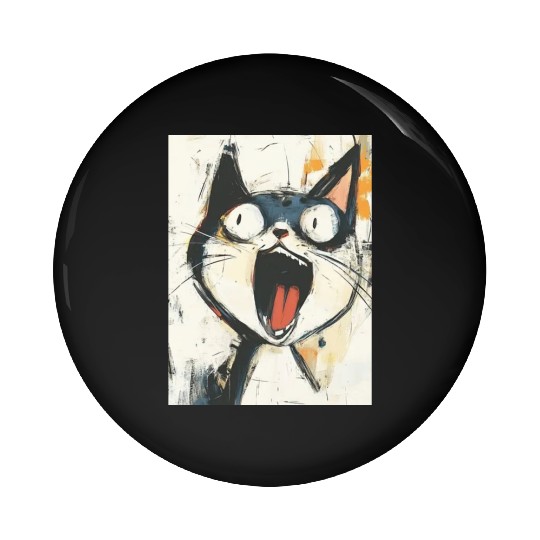 Funny Screaming Cat – Meme Expression Pin Buttons