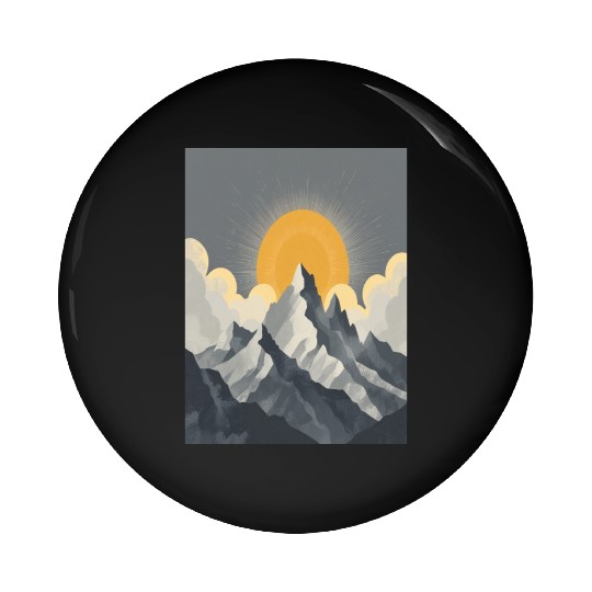 Majestic Mountain Sunrise – Minimalist Nature Land Pin Buttons