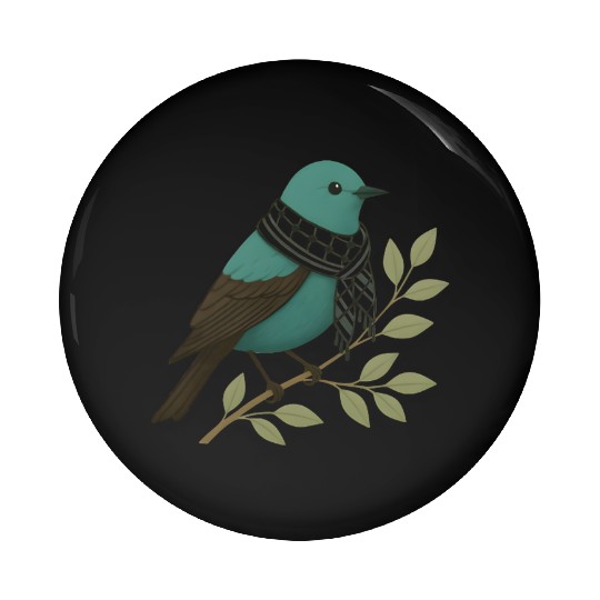 Palestine Sunbird with Keffiyeh and Olive Branch Pin Buttons