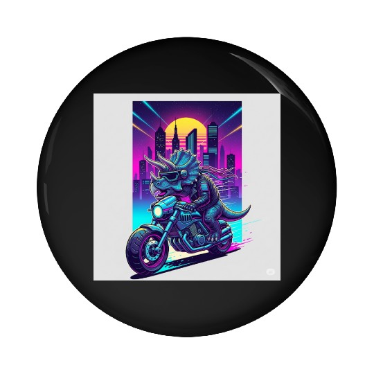 Futuristic Rhinoceros Cyber Ride Pin Buttons