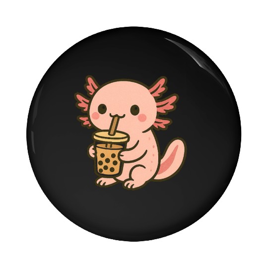 Kawaii Aspiring Dragon with Bubble Tea Pin Buttons