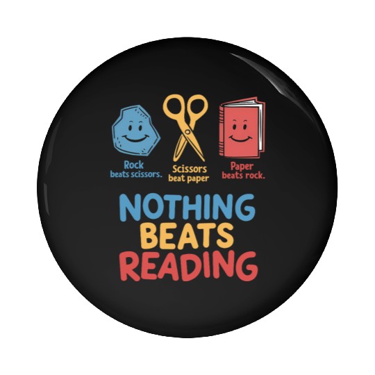 Nothing Beats Reading Funnny Rock Paper Scissors  Pin Buttons