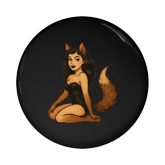 Enchanted Wolf Girl Illustration Pin Buttons