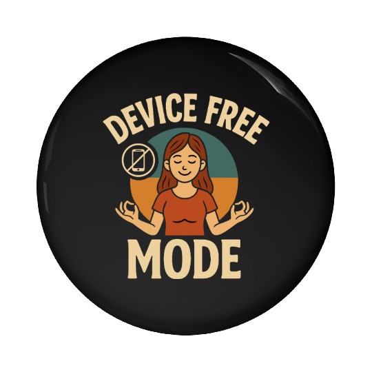 Device-Free Mode Peaceful Yoga Illustration Pin Buttons
