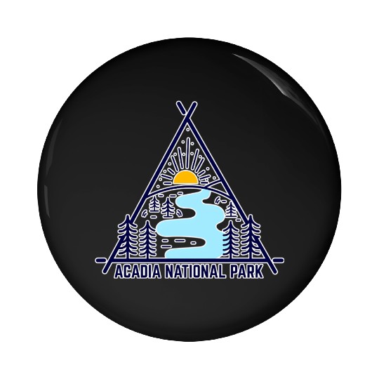 Acadia National Park Camping Scene Pin Buttons