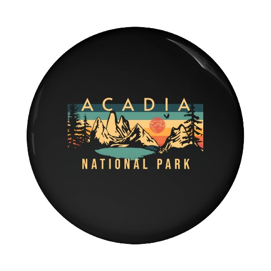 Mountain Sunset at Acadia National Park Pin Buttons