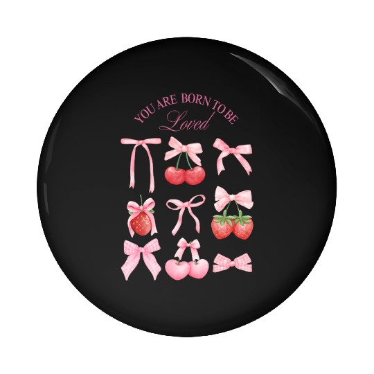 Cherry and Strawberry Bow Motif  Pin Buttons