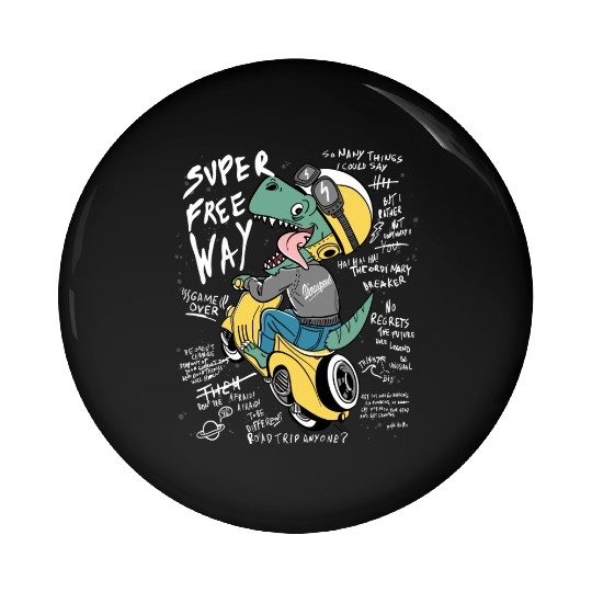 Dinosaur Racer with Streetwear Vibe Pin Buttons