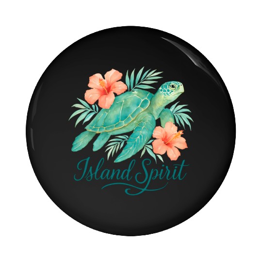 Tropical Turtle with Hibiscus and Foliage Pin Buttons