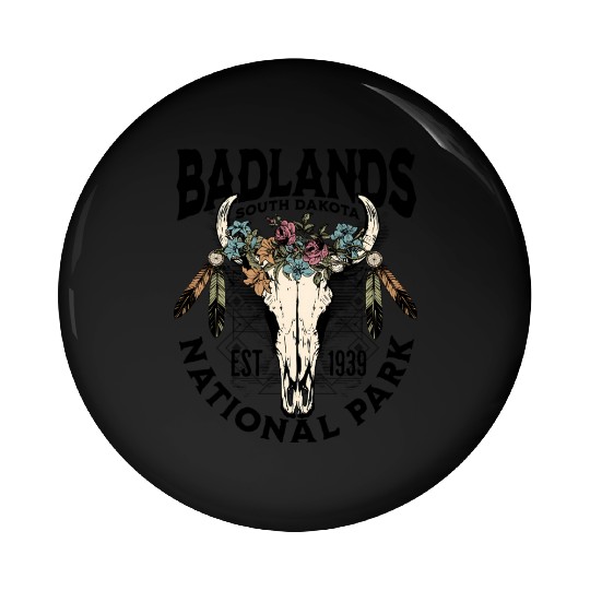 Badlands National Park South Dakota Nature Buffalo Pin Buttons