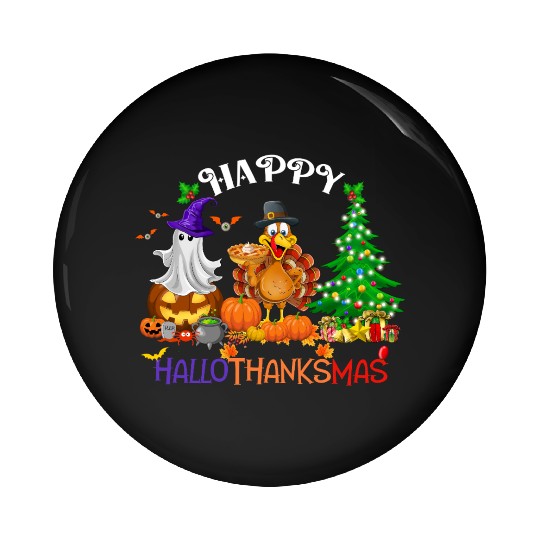 Retro Happy HalloThanksMas  Pin Buttons