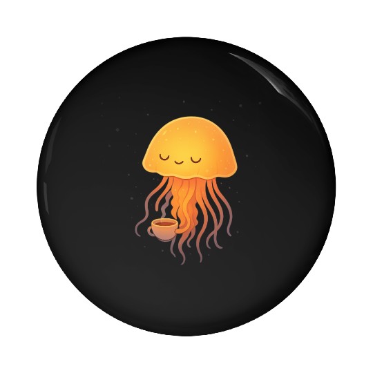 Whimsical Jellyfish Coffee Embrace Pin Buttons