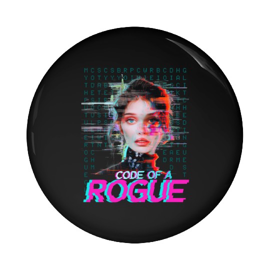 Futuristic Digital Rogue Illustration Pin Buttons