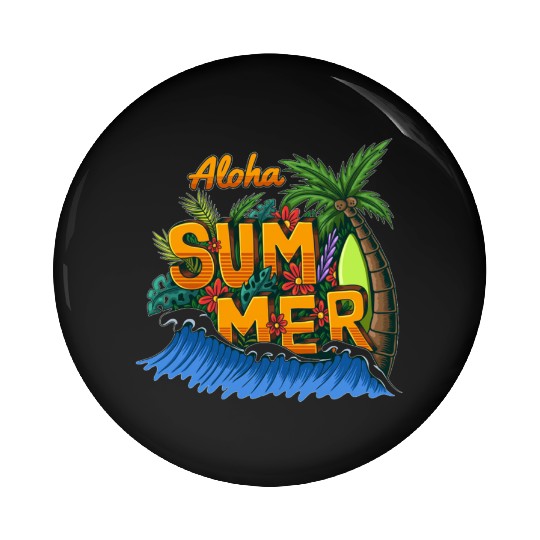 Aloha Summer Tropical Design Pin Buttons