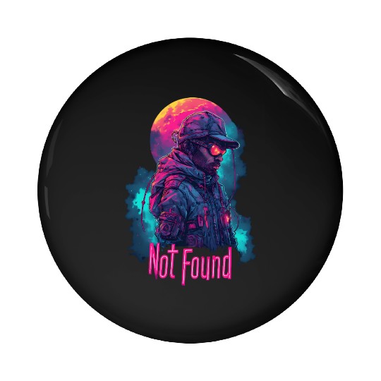 Neon Military Futuristic Explorer Night Not Found Pin Buttons