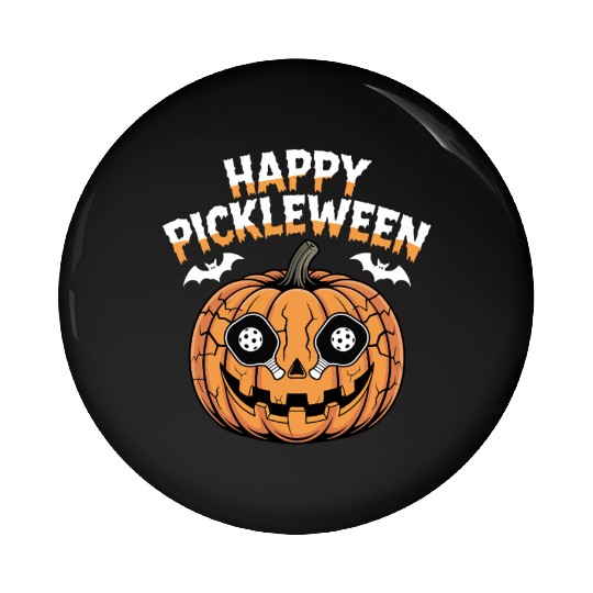 Pickleween Pickleball Player Halloween Pumpkin Pin Buttons