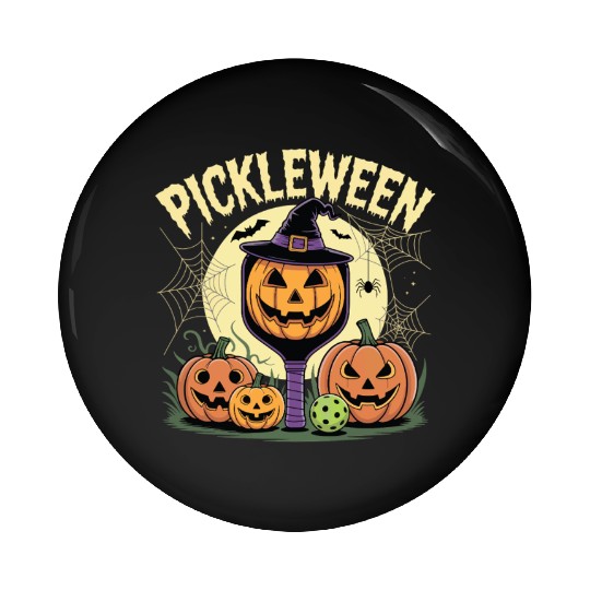 Pumpkin Pickleween Pickleball Player Halloween Pin Buttons