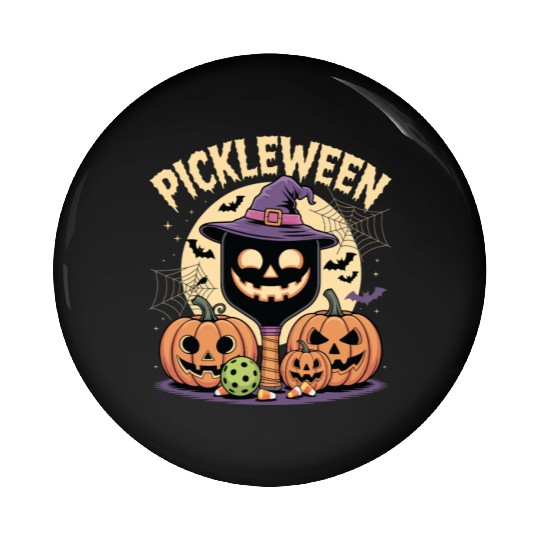 Pickleween Pickleball Player Spooky Halloween Pin Buttons